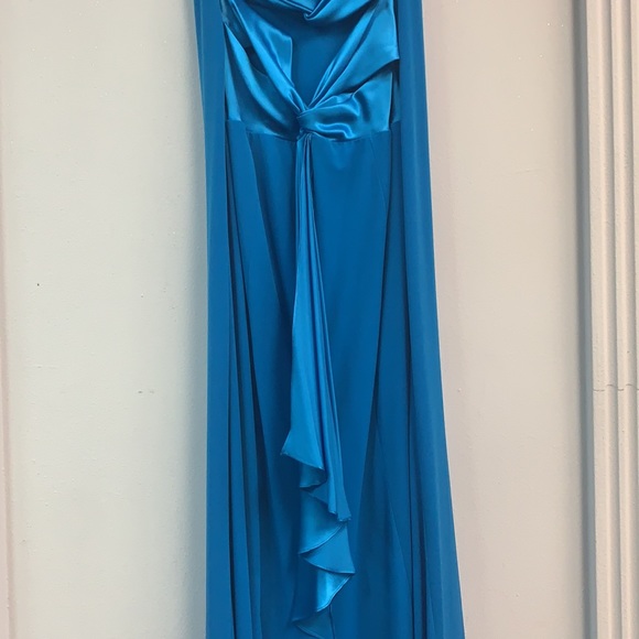 Long blue prom dress with empire waist line - Picture 6 of 6